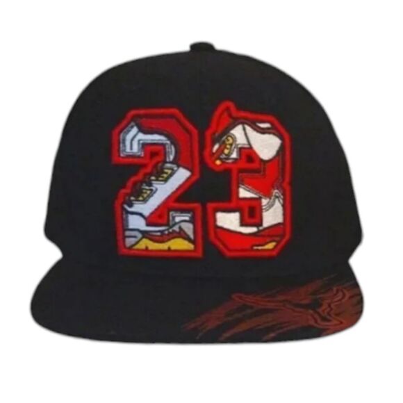 Top Level Michael Jordan #23 Chicago Bulls Black Red Digital Snapback Hat - Picture 4 of 12